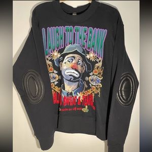 Blood Sweat & Tears laugh to the bank Pull Over with Leather patches